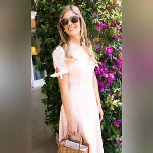 Gal Meets Glam Peach Eyelet Midi Dress
